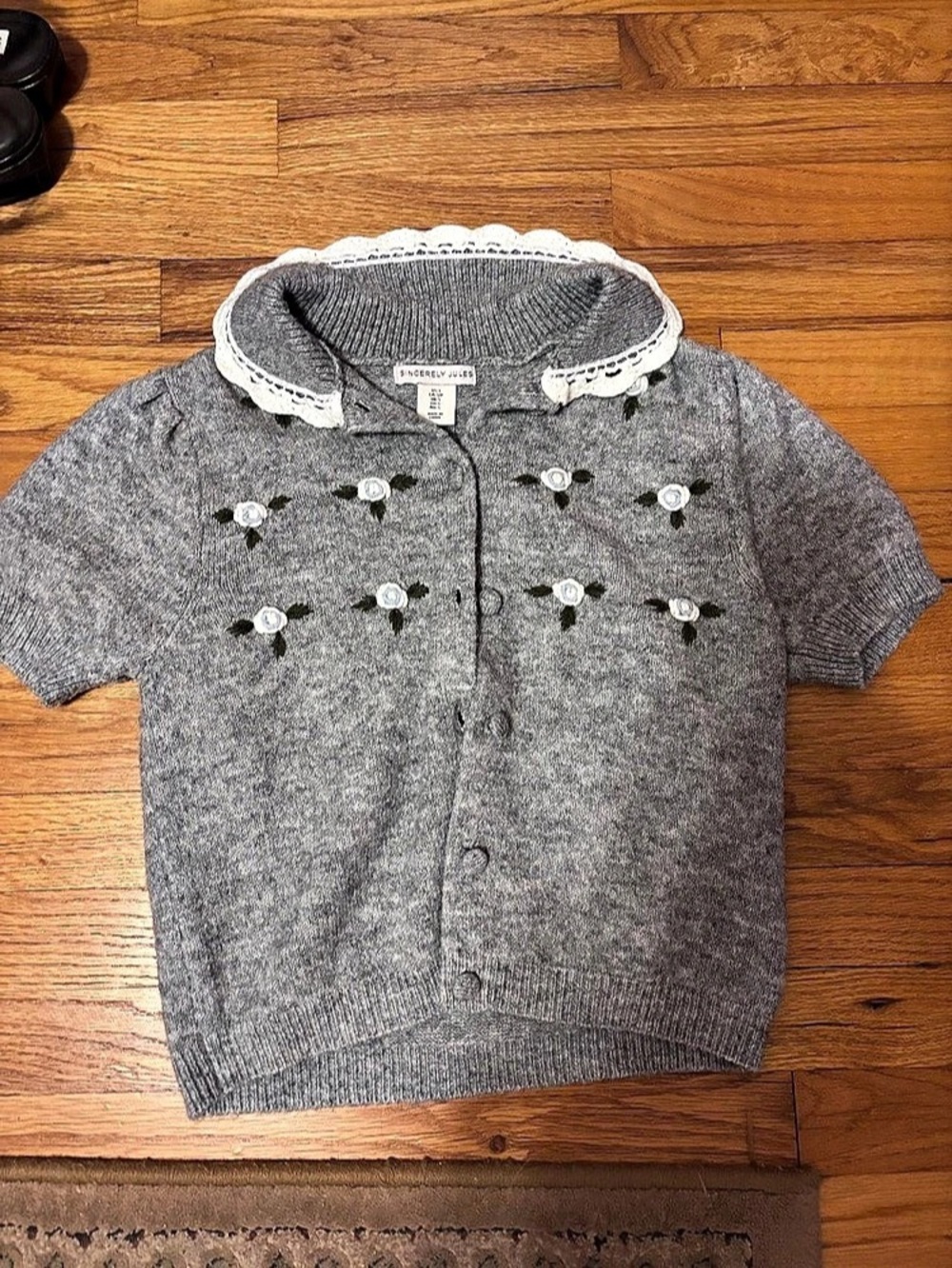 Sincerely Jules Gray Floral Sweater Size S